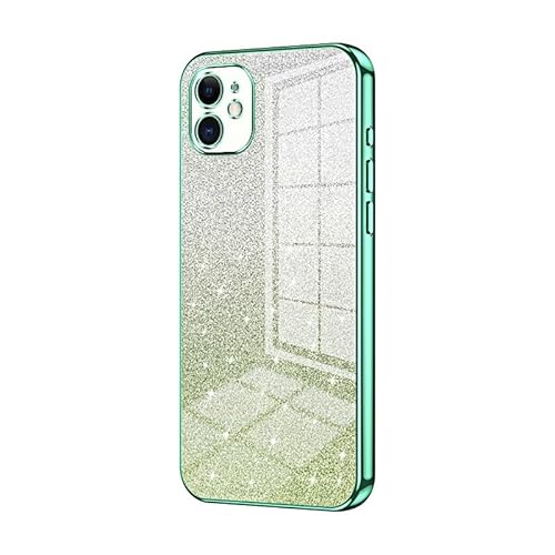 XNYTYKDT Kompatibel mit iPhone X/XS, transparente Glitzer-Galvanik-Hybrid-Schutzhülle, schmal, transparent, kratzfest, stoßdämpfend, TPU-Stoßfänger, kompatibel mit X/XS ZY (Grün) von XNYTYKDT