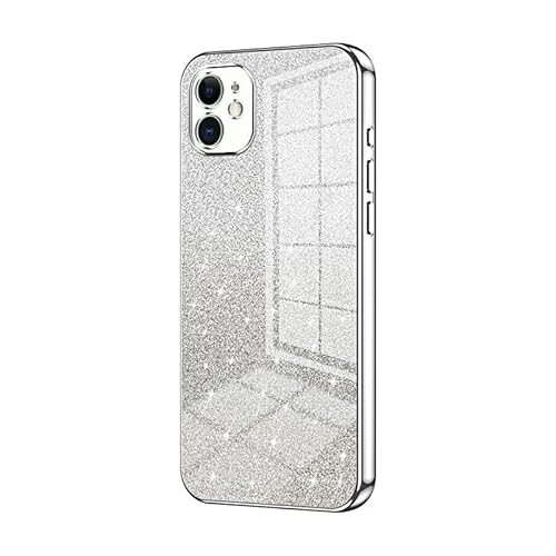 XNYTYKDT Kompatibel mit iPhone X/XS, transparente Glitzer-Galvanik-Hybrid-Schutzhülle, schmal, transparent, kratzfest, stoßdämpfend, TPU-Stoßfänger, kompatibel mit X/XS ZY (Silber) von XNYTYKDT