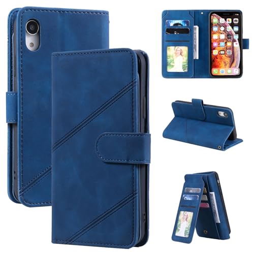 XNYTYKDT Kompatibel mit iPhone XR, fortschrittliches PU-Leder [9 Kartenfächer], Ausweis, Kreditkarten-Clip, magnetische Schutzhülle und Seil zum Aufhängen, ZY (Blau) von XNYTYKDT