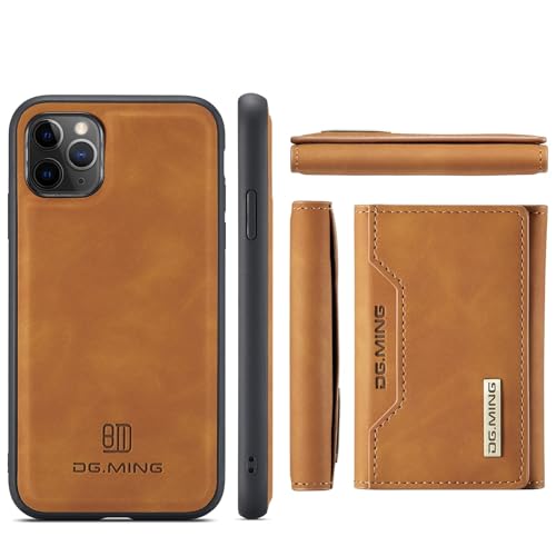 XNYTYKDT Schutzhülle für iPhone 11 Pro Max, Leder, Brieftasche, mit Kreditkartenfach, [2-in-1 magnetische, abnehmbare Brieftasche] Stoßfeste Schutzhülle, kompatibel mit iPhone 11 Pro Max zy (Braun) von XNYTYKDT