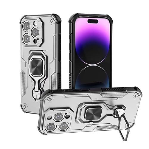 XNYTYKDT Schutzhülle für iPhone 15 Pro 15,5 cm (6,1 Zoll), mit integriertem Ringständer, stoßfest, schlank, weiche Kanten, rutschfeste und sturzsichere Schutzhülle, Grau von XNYTYKDT