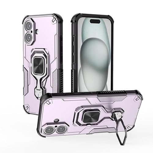 XNYTYKDT Schutzhülle für iPhone 16, 15,5 cm (6,1 Zoll), mit integriertem Ringständer, stoßfest, dünn, weiche Kanten, rutschfeste und sturzsichere Schutzhülle, Rosa von XNYTYKDT