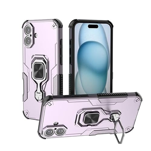 XNYTYKDT Schutzhülle für iPhone 16 Plus, 17 cm (6,7 Zoll), mit integriertem Ringständer, stoßfest, schlank, weiche Kanten, rutschfeste und sturzsichere Schutzhülle, Rosa von XNYTYKDT