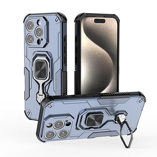 XNYTYKDT Schutzhülle für iPhone 16 Pro 16 cm (6,3 Zoll), mit integriertem Ringständer, stoßfest, schlank, weiche Kanten, rutschfeste und sturzsichere Schutzhülle, Blau von XNYTYKDT