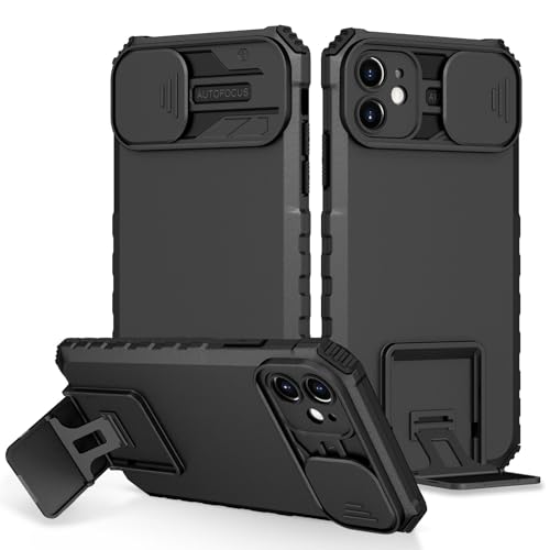 XNYTYKDT Silikon-Schutzhülle mit Ständer, kompatibel mit iPhone 11, [3 Standmöglichkeiten], vertikale und horizontale Standhülle, Ganzkörper-Hartschale, schlanke Schutzhülle, ZY (Schwarz) von XNYTYKDT