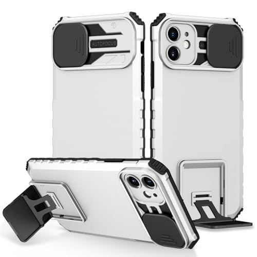 XNYTYKDT Silikon-Schutzhülle mit Ständer, kompatibel mit iPhone 11, [3 Standmöglichkeiten], vertikale und horizontale Standhülle, Ganzkörper-Hartschale, schlanke Schutzhülle, ZY (Weiß) von XNYTYKDT