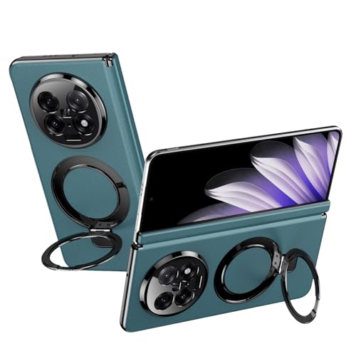 ZY Schutzhülle für Oppo Find N5 2025, mit verstellbarem Ständer, luxuriöse Lederhülle [integrierter Ständer], Scharnierschutz, stoßfestes und leichtes Design, Grün von XNYTYKDT