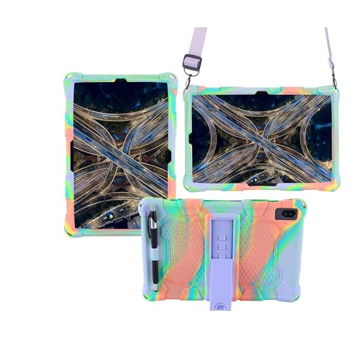 ZY Tablet-Schutzhülle für Samsung Galaxy Tab S5E 10,5 Zoll T720 (2019), weiches und leichtes Silikon, stoßfest, mit Ständer und Schultergurt, Violett / Pink von XNYTYKDT