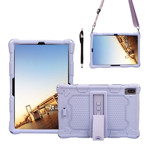 ZY Tablet-Schutzhülle kompatibel mit Samsung Galaxy Tab S5E 10,5 Zoll T720 (2019), weiches und leichtes Silikon, stoßfest, mit Ständer und Schultergurt, Violett von XNYTYKDT