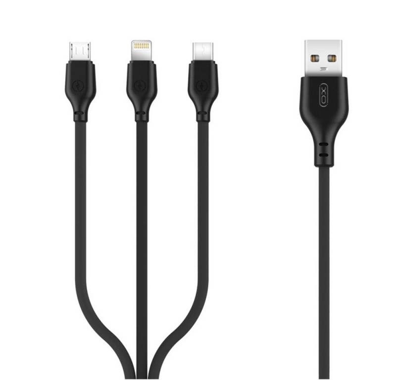 XO 3in1 USB - Lightning + USB-C + microUSB 1m 2,1A Smartphone-Kabel von XO