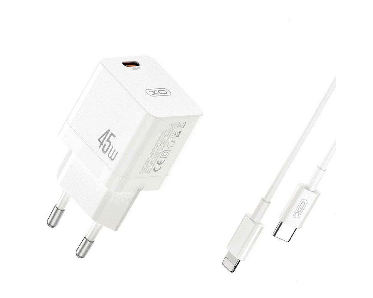 XO CE09 Handyladegerät USB-C Weiß + USB-C für IPhone Weiß Smartphone-Ladegerät (1-tlg) von XO