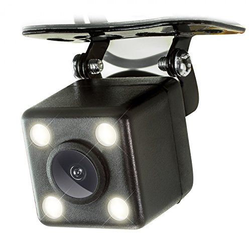 XOMAX XM-020 Auto Rückfahrkamera Set mit Halterung, Nachtsicht mit 4 leistungsstarken LED Lampen, Einparkhilfe: Distanz Linien in Farbe, PAL, Sichtbereich: Weitwinkel 170°, 5m Video-Kabel von XOMAX
