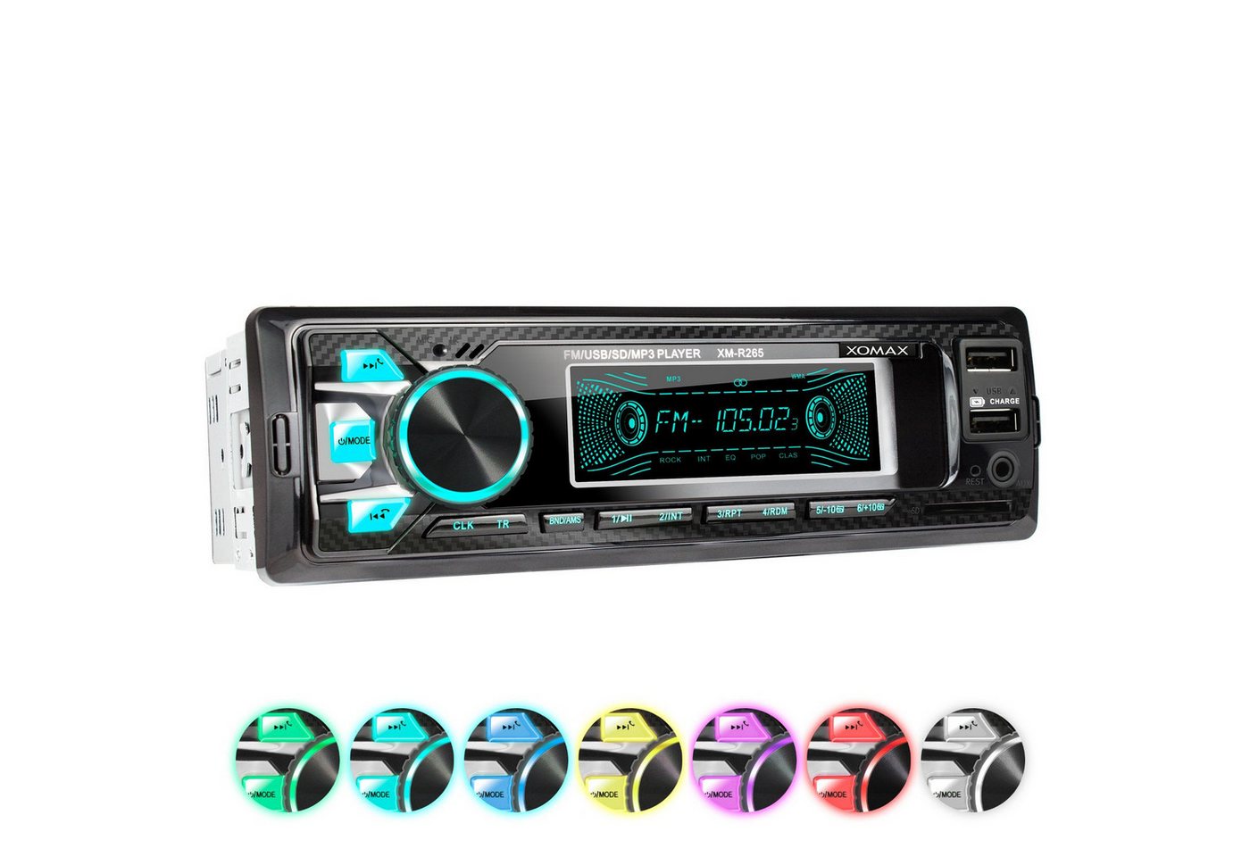 XOMAX XM-R265 Autoradio mit Bluetooth, 2. USB mit Ladefunktion SD AUX 1 DIN Autoradio von XOMAX