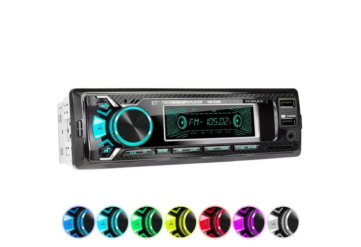 XOMAX XM-R266 Autoradio mit Bluetooth, 2x USB, SD, AUX IN, 1 DIN Autoradio von XOMAX