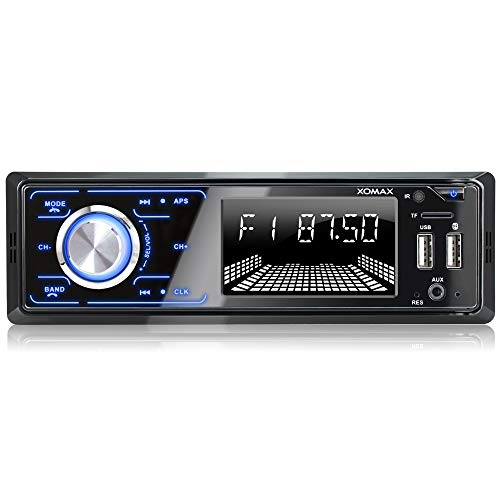 XOMAX XM-R271 Autoradio mit Bluetooth Freisprecheinrichtung, FM, 7 Beleuchtungsfarben, Smartphone Ladestation über 2. USB-Anschluss, USB, SD, MP3, AUX-IN, 1 DIN von XOMAX