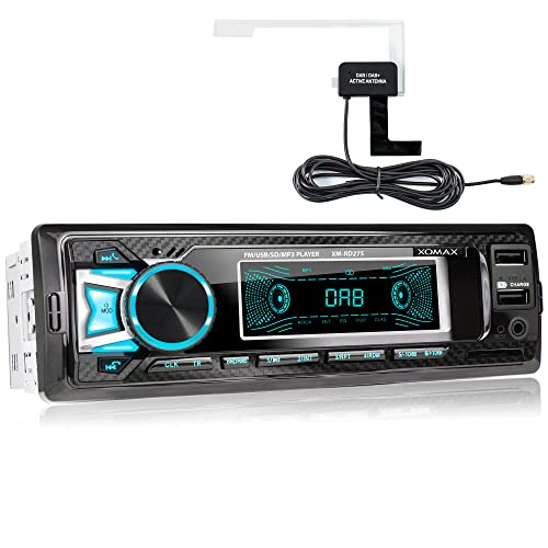 XOMAX XM-RD275 Autoradio mit DAB+ Tuner und Antenne I FM RDS I Bluetooth Freisprecheinrichtung I 2xUSB, SD, Aux I 7 Farben I 1 DIN von XOMAX