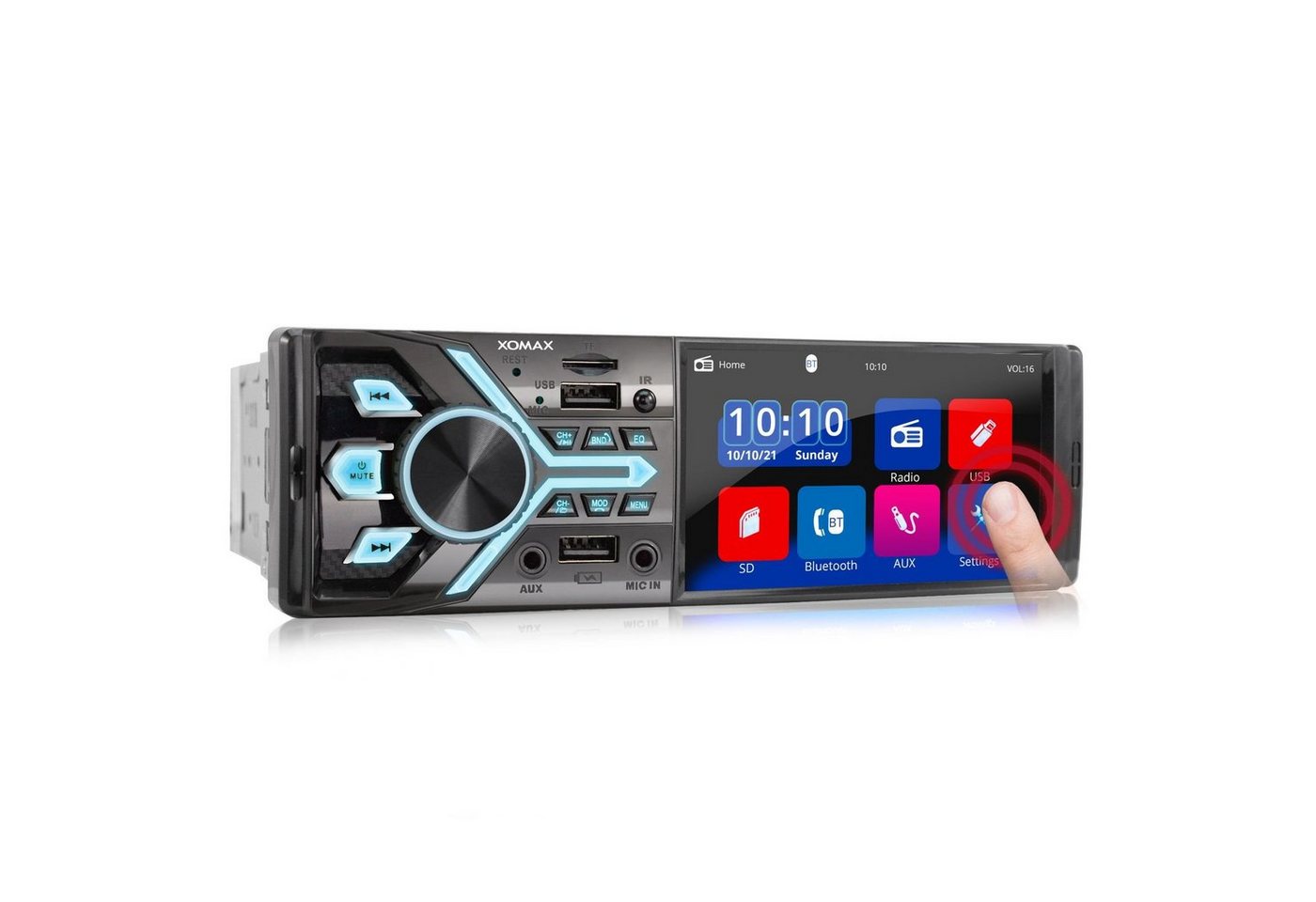 XOMAX XM-V426 Autoradio mit 4 Zoll Bildschirm, Bluetooth, 2x USB, SD, 1 DIN Autoradio von XOMAX