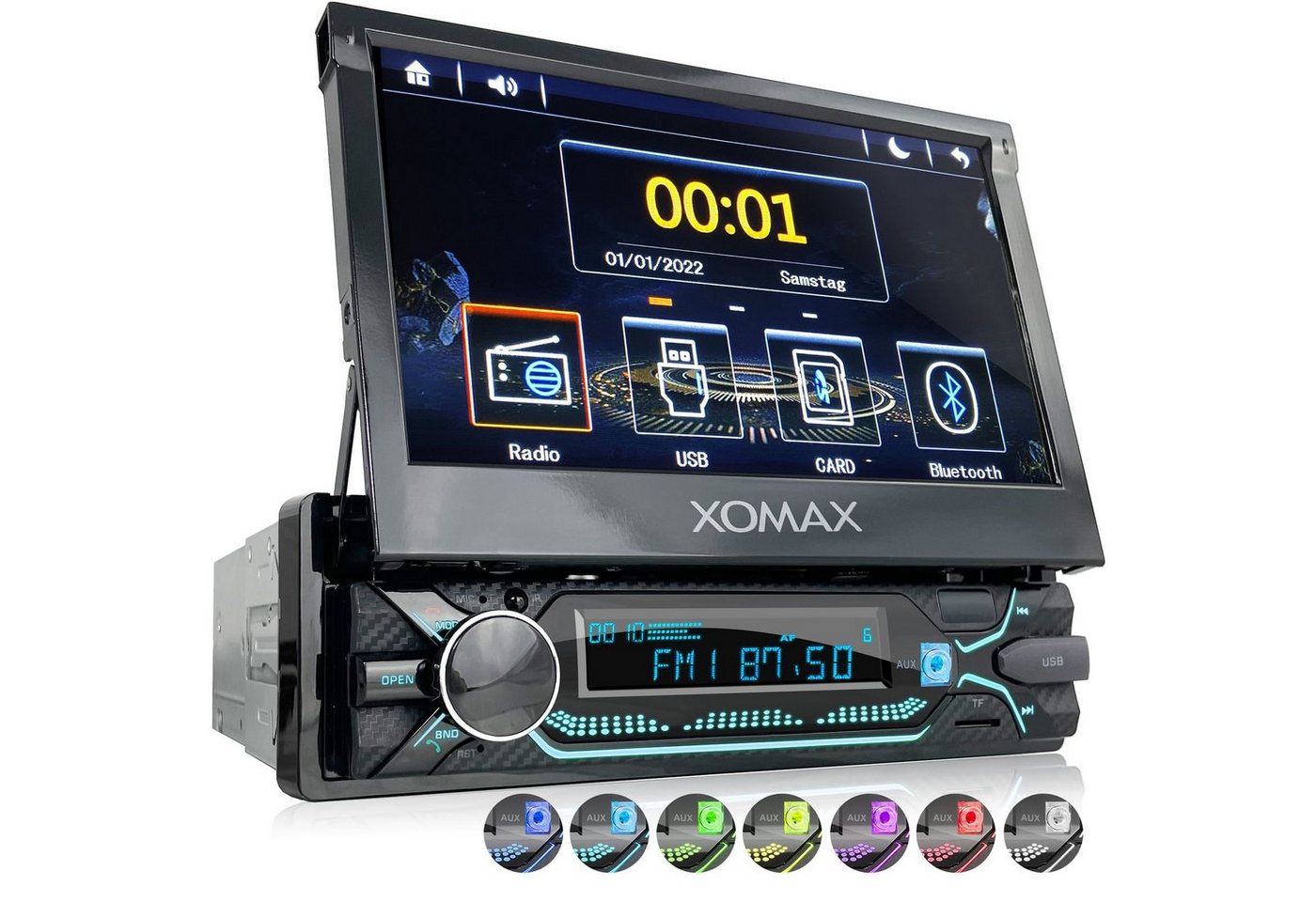 XOMAX XM-V747 Autoradio mit 7 Zoll Bildschirm, Bluetooth, USB, SD, 1 DIN Autoradio von XOMAX