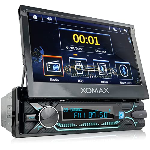 XOMAX XM-V747 Autoradio mit Mirrorlink für Android, Bluetooth Freisprecheinrichtung, 7 Zoll / 18cm Touchscreen Bildschirm, 7 Beleuchtungsfarben, FM, AUX, SD, USB, 1 DIN von XOMAX