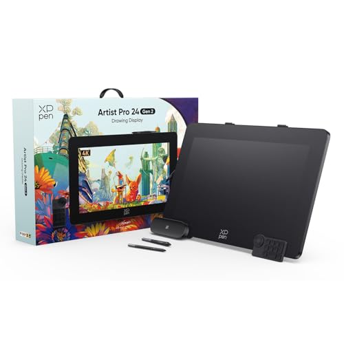 XPPen Artist 24 Pro (Gen 2) 4K Grafikdisplay, 23,8 Zoll Grafikmonitor mit X3 Pro Stift，Geeignet für Fotobearbeitung, Videoproduktion, 3D-Modellierung von XP-PEN
