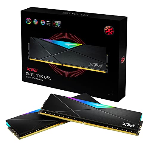 ADATA XPG SPECTRIX D55 DDR4 RGB Memory Module Gaming-DRAM 3600 MHz 32GB (2x16GB), Dual Package, High Performance Desktop Arbeitsspeicher, Black von XPG