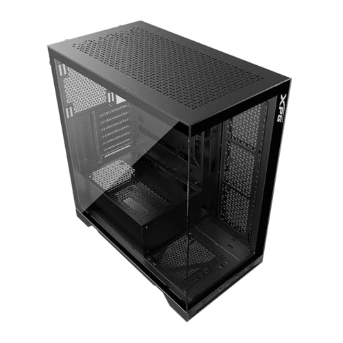 XPG Invader X säulenloses Mid-Tower-Gaming-Gehäuse aus gehärtetem Glas, Schwarz Farbe – INVADERXMTWOF-BKCWW von XPG