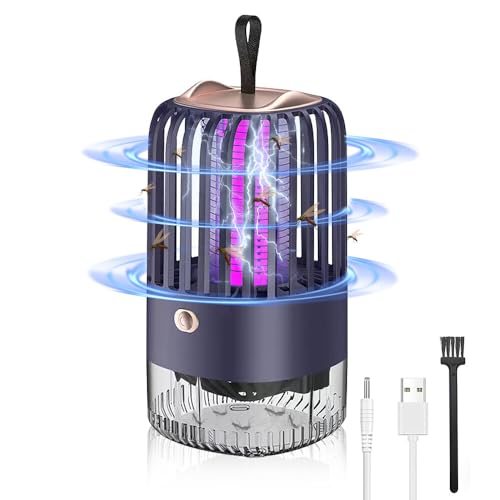 XPJBKC Insektenvernichter Elektrisch, 3 IN 1 Elektrisch Fliegenfalle, USB Wiederaufladbarer Mückenlampe, Mückenfalle Moskito UV-Lampe, Fruchtfliegenfalle für Schlafzimmer Camping Innen und Aussen von XPJBKC