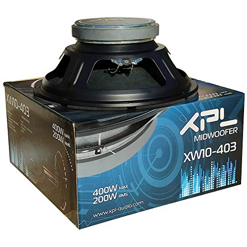 1 MIDWOOFER XPL XW10-403 XW10 403 Lautsprecher mid-bass 25,00 cm 250 mm 10" 200 watt rms 400 watt max 4 ohm 105 db spl coche schwarz, 1 stück von XPL