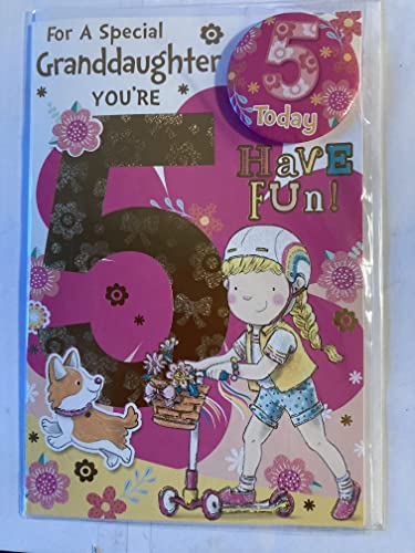 Geburtstagskarte mit Abzeichen für eine besondere Enkelin, Aufschrift "You 're 5 Have Fun!" (CC7508/01) von XPRESS YOURSELF