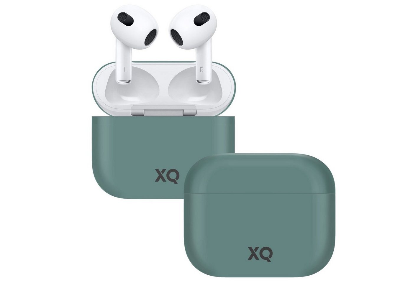 XQISIT Etui Silikon Skin Case Cover Schutz-Hülle Grün Headset (passend für Ladecase Apple AirPods 3 Bluetooth Ohrhörer Kopfhörer) von XQISIT