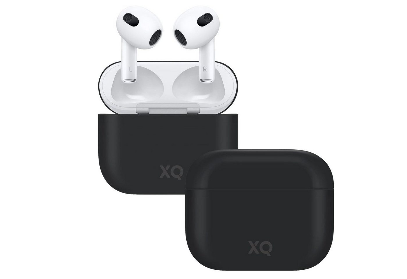 XQISIT Etui Silikon Skin Case Cover Schutz-Hülle Schwarz Headset (passend für Ladecase Apple AirPods 3 Bluetooth Ohrhörer Kopfhörer) von XQISIT