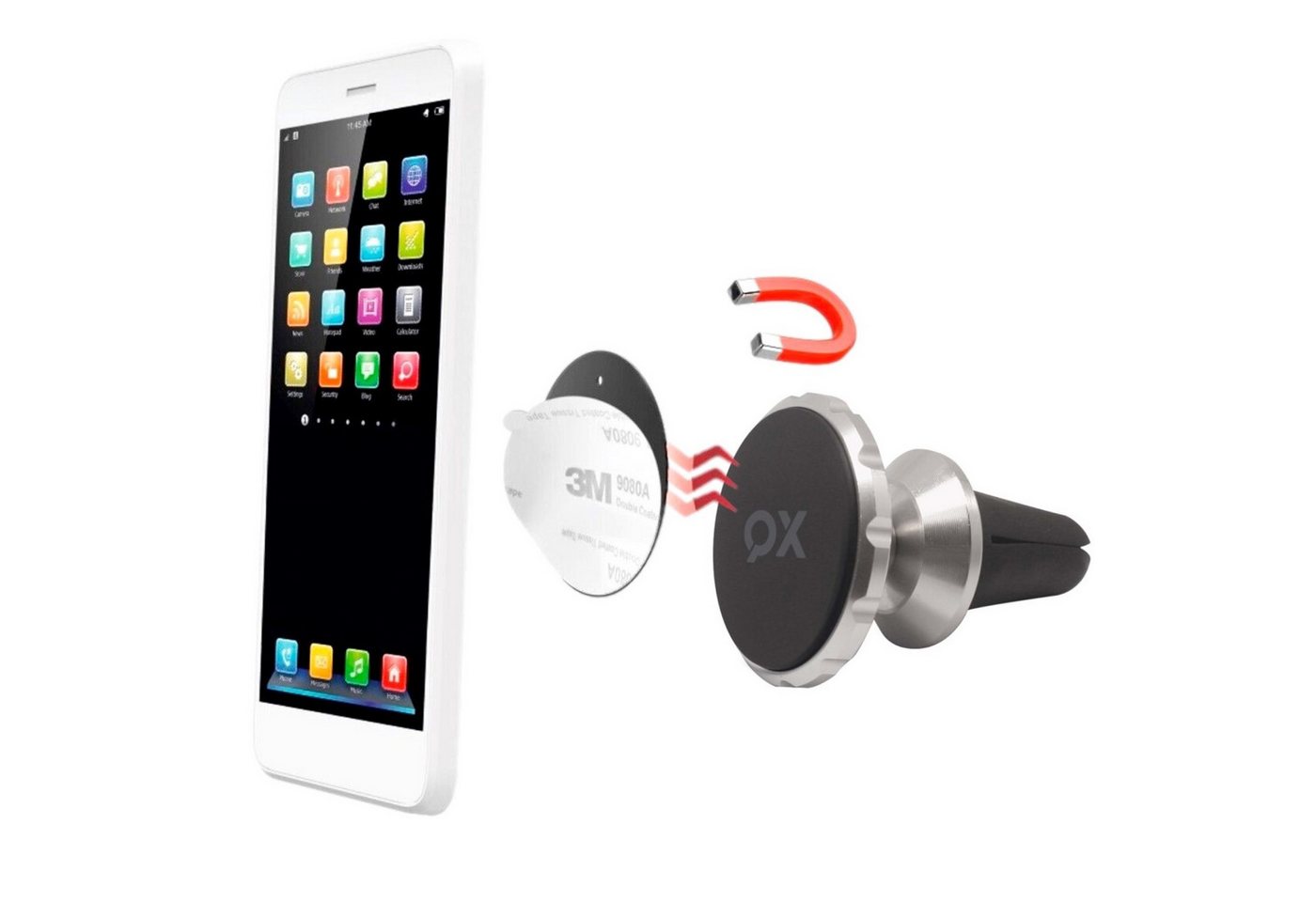 XQISIT Magnet Handy-Halterung Auto Navi KFZ Smartphone Handy-Halterung, (360-Grad Einstellbar) von XQISIT
