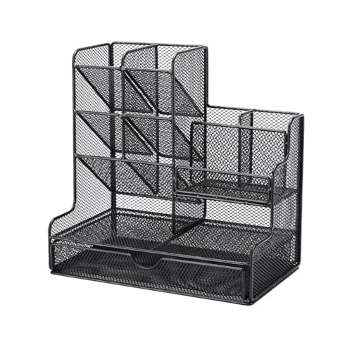 XQWANG Mesh Metall Schreibtischorganizer, Bürotisch Organizer, Stiftehalter Schreibtisch Organizer, Multifunktionaler Stiftehalter Mit Schublade, Aufbewahrung Regal Für Schul Heim Büro Bedarf XQWANG Mesh Metall Schreibtischorganizer, Bürotisch Organizer, Stiftehalter Schreibtisch Organizer, Multifunktionaler Stiftehalter Mit Schublade, Aufbewahrung Regal Für Schul Heim Büro Bedarf von XQWANG