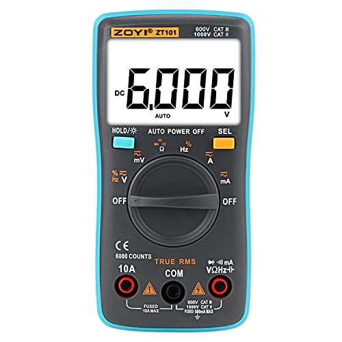 Digital Multimeter, 6000 Counts LCD True-RMS Voltmeter, Voltage Tester for Voltage, Current, Resistance, Frequency, Capacitance, Duty Cycle, Continuity, Diode, Transistors, Electric Voltmeter Tester von XRCLIF