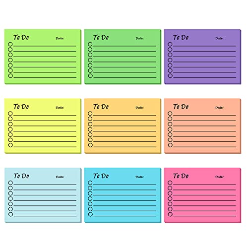 9 Packung To Do Liste, 10 X 7cm Haftnotizen Notizzettel Linierte Klebezettel Selbstklebend Tagesliste Notizblock für Büro Zuhause Schule (450 Blätter) von XREE