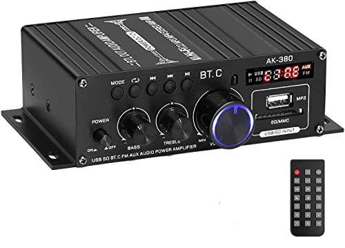 XRLUC Bluetooth Mini Verstärker 12V, Audio Stereo Hi-Fi Wireless Endstufe 2.0 Kanal Klar und Realität Sound 800 Watt Home Musik für Passiver Lautsprecher PC TV Auto (Kein Netzteil) von XRLUC