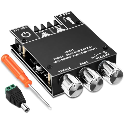 XRLUC Bluetooth Verstärkerplatine, 2.0 K 50 W + 50 W Power Amp Board mit Höhen- und Basssteuerung, DC 9-24 V, Bluetooth- und AUX-Eingänge, Audio-Verstärkerplatine für Home DIY Wireless XRLUC Bluetooth Verstärkerplatine, 2.0 K 50 W + 50 W Power Amp Board mit Höhen- und Basssteuerung, DC 9-24 V, Bluetooth- und AUX-Eingänge, Audio-Verstärkerplatine für Home DIY Wireless von XRLUC
