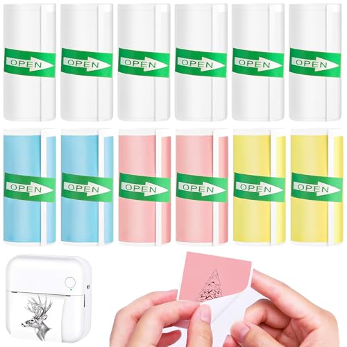 XSHAO® 12 Rollen Thermorollen, Thermopapier für Kinderkamera Thermopapier Selbstklebend Kamara Sofortbild Ersatzpapier für Fotos, Etiketten, Notizen und Memos (57 x 25 mm) von XSHAO