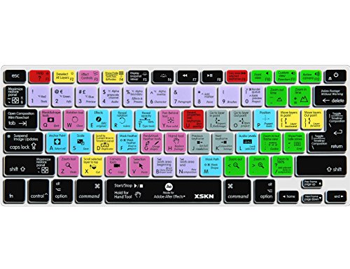 XSKN Adobe After Effects Shortcuts Tastatur-Skin Hotkeys AE Tastatur-Abdeckung für MacBook Air 13 & MacBook Pro 13 15 17, Retina (US/europäische ISO-Tastatur) von XSKN