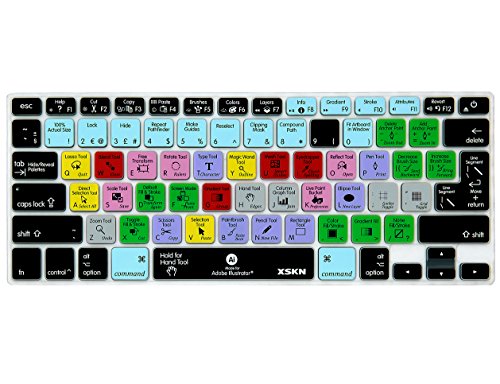 XSKN Adobe Illustrator Shortcuts Tastatur-Skin Silikon AI Hotkeys Tastatur-Abdeckung für MacBook Air 13 & MacBook Pro 13 15 17, Retina (US/europäische ISO-Tastatur) von XSKN