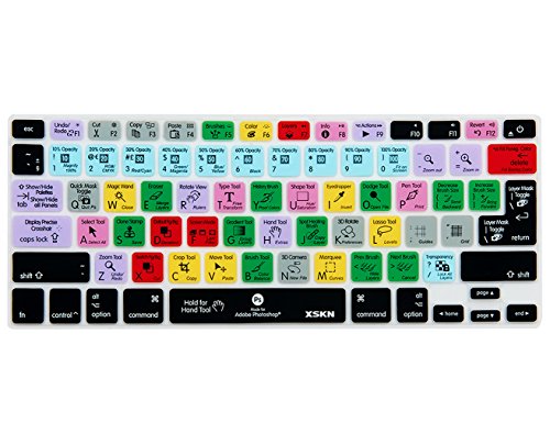 XSKN Adobe Photoshop CC Shortcuts Silikon-Tastatur-Skin Hotkeys PS-Tastatur-Abdeckung für MacBook Air 13 & MacBook Pro 13 15 17, Retina (US/europäische ISO-Tastatur) von XSKN