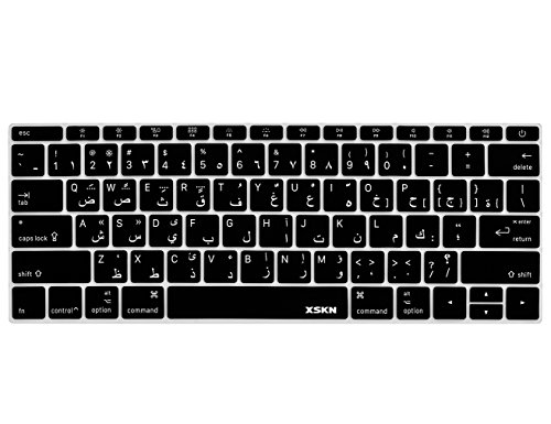 XSKN Arabische Silikon-Tastatur-Abdeckung für MacBook Pro 13 Zoll A1708 ohne Touch Bar und MacBook 12 Zoll A1534 mit Retina-Display US-Layout (schwarz) von XSKN