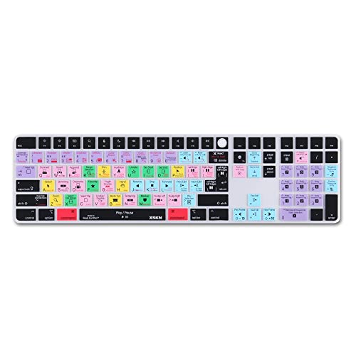XSKN Final Cut Pro FCP Hotkey Silikon-Tastaturabdeckung für Apple iMac M1 24 Zoll (61 cm) Magic Keyboard mit Touch ID und Ziffernblock Modell A2520 Tastaturzubehör – EU- und US-Layout von XSKN