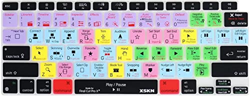 XSKN Final Cut Pro Shortcuts FCP Hotkeys Tastatur-Abdeckung für 2021 2020 Release M1 MacBook Air 13 Zoll mit Touch ID Tastatur Zubehör MacBook Air mit Touch ID A2337 M1 A2179 US-Layout von XSKN