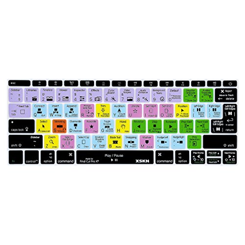 XSKN Final Cut Pro X 10 Tastatur Skin Funktionale Shortcut Silikon Tastaturabdeckung für MacBook Pro 13 Zoll A1708 (2016 Version, keine TouchBar) und MacBook 12 Zoll A1534 von XSKN