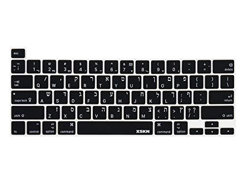 XSKN Hebräisch/Englisch zweisprachiges Design, schwarze Silikon-Tastaturabdeckung für Touch Bar Modelle 2019 16 Zoll A2141 2020 MacBook Pro 13,3 A2251/A2289/A2338 M1 Tastatur US-Version von XSKN