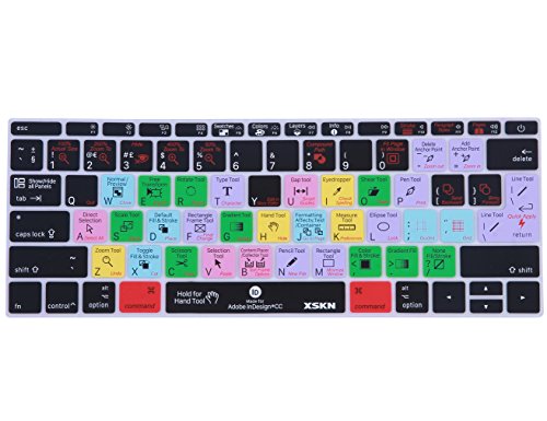 XSKN InDesign Shortcut-Tastatur-Abdeckung für MacBook Pro 13 Zoll A1708 (2016 Version, keine TouchBar) und MacBook 12 Zoll A1534, US- und EU-Layout von XSKN