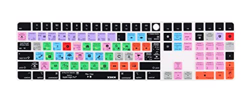 XSKN Logic Pro Hotkey Silikon-Tastaturabdeckung für 2021 veröffentlichte Apple iMac M1 24 Zoll Magic Tastatur mit Touch-ID und Ziffernblock Modell A2520 Tastaturzubehör - EU&US-Layout von XSKN