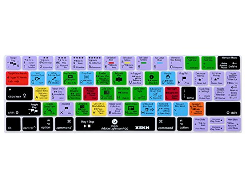 XSKN Shortcut Design Series Tastatur Skin Cover für Touch Bar Modelle MacBook Pro 13 (A1706 A1989) & MacBook Pro 15 (A1707 A1990), US EU Universalversion (Lightroom) von XSKN
