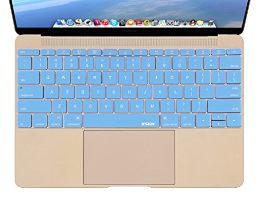 XSKN Silikon-Tastatur-Abdeckung für MacBook 12 Zoll mit Retina-Display 2015 Version A1534 und MacBook 13 Zoll A1708 ohne Touch Bar, US-Layout (blau) von XSKN